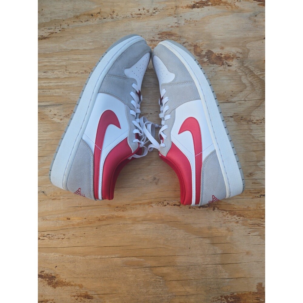 Jordan Air Jordan 1 Low Gray White Red Lace Up Men's Basketball Sneakers sz 12.5 - Picture 6 of 9